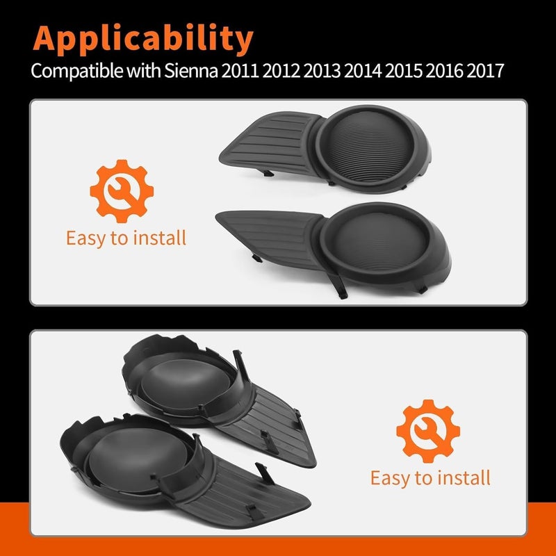 Aspaton 2Pcs Driver and Passenger Side Fog Light Covers Compatible with 2011-2017 Sienna 5212708020 5212808020 TO1039169 TO1038169 - Image 5